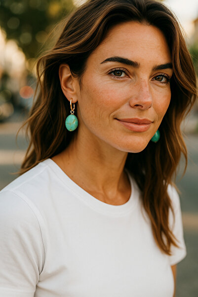 ACCESORİOS Doğaltaş mavi zarif küpe