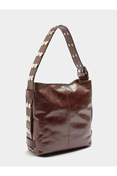 PARFOIS Zımba Detaylı Deri Omuz Çantası