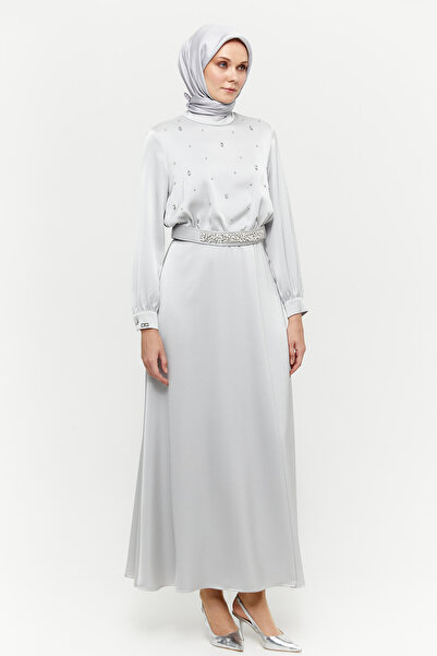 Setrms Taş Detaylı Kemerli Davet Elbise