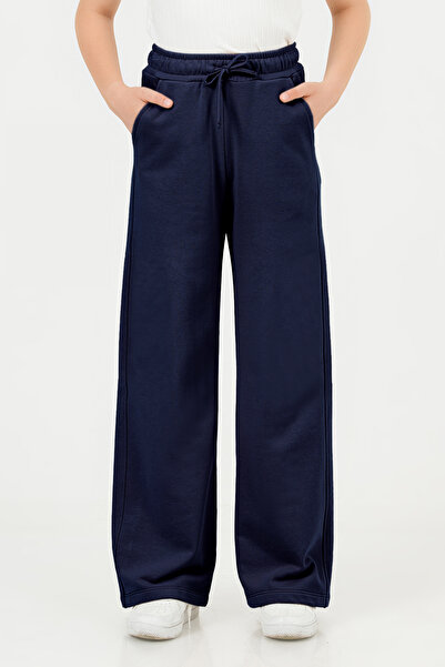 Dmb Elastik Bel Geniş Paça Rahat Kesim Kız Çocuk Okul Eşofman Pantolonu