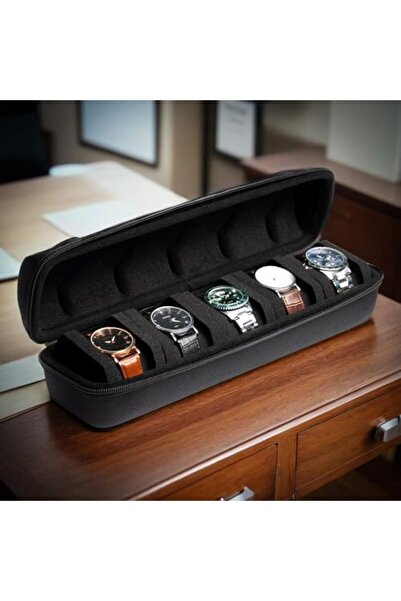 XABH AUKURA 5 Watch Storage Box with Sponge Cushion for 5 Watches (Black)