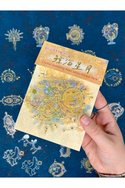 Kağıt Gemi Dükkan 20 Adet 3D Kristal Işıltılı İnci Serisi Sarı Paket Sticker ...