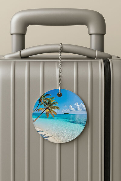 Cekuonline ملصق حقيبة السفر بسلسلة من البليكسي، تصميم ملصق الأمتعة للسفر والعطلات، جزيرة كوكوس