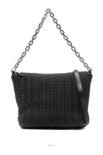 Emporio Armani Women's Chain Shoulder Strap Embossed Patterned Black Shoulder...