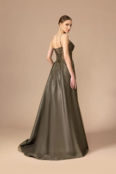 Kenzel Embroidered Long Evening Dress with Straps