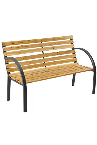 LEAN Bancă de grădină din lemn și metal, 73 x 125 cm