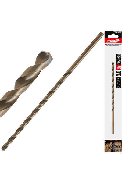 Tvardy HSS Drill for Metal 6 x 205 mm DIN1869, T02560