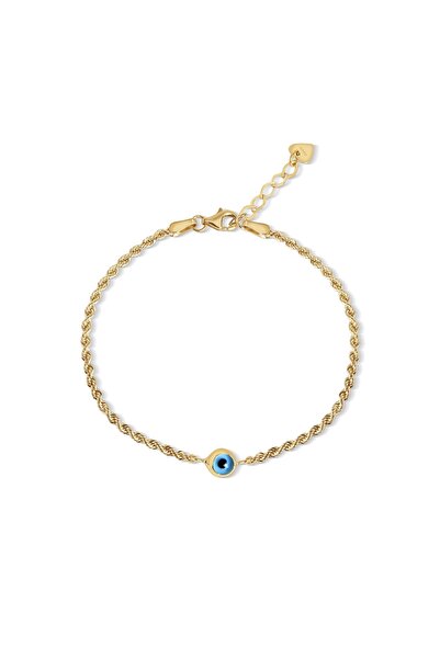 Diamond Line-Gülaylar 14 Ayar Altın Halat Zincir Nazar Boncuklu Bileklik – Şı...