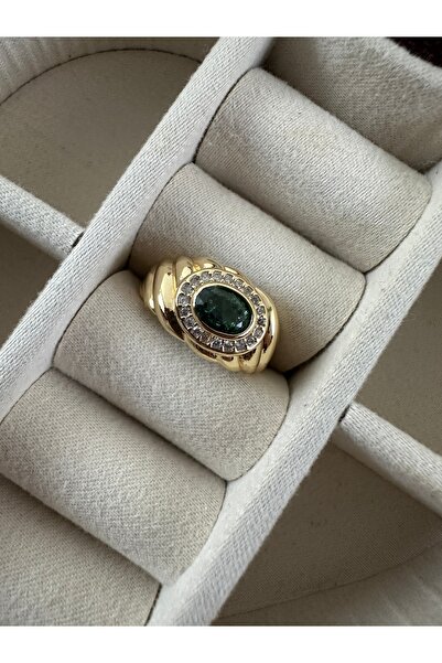 ringbox Gold Emerald Color Zircon Stone Lunarial Ring