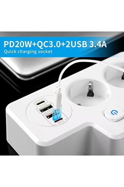 sonx Çok Fonksiyonlu Akım Korumalı Priz ve USB Şarj İstasyonu - Ayarlanabilir Gece Lambalı