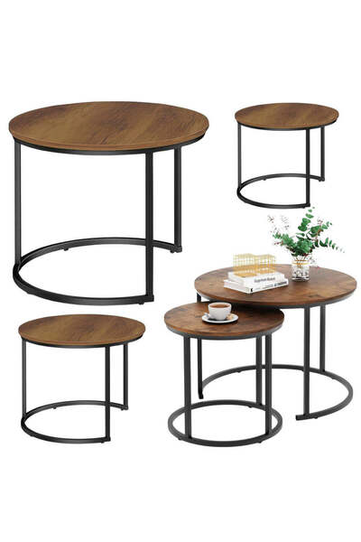 LEAN Set Round Coffee Tables 3 in 1, 51cm 40cm 30cm, 26620