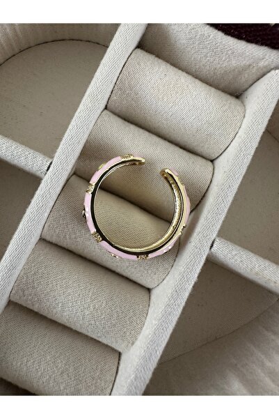 ringbox Gold Water Green Enamel Flower Ring