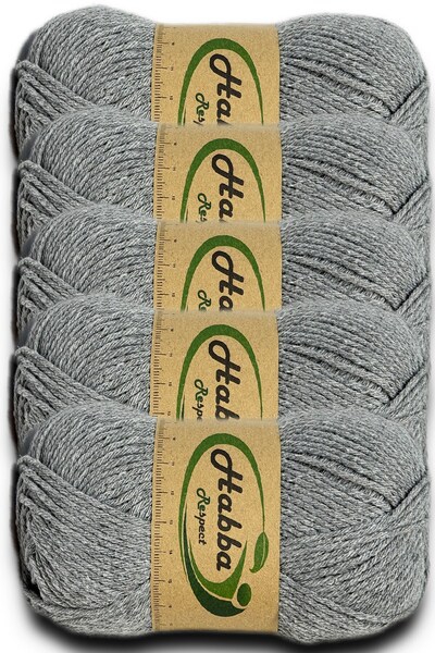 habba respect Habba Acrylic 5-Pack Pkt -1104-Grey- Export Surplus Economical Hand Knitting Yarn