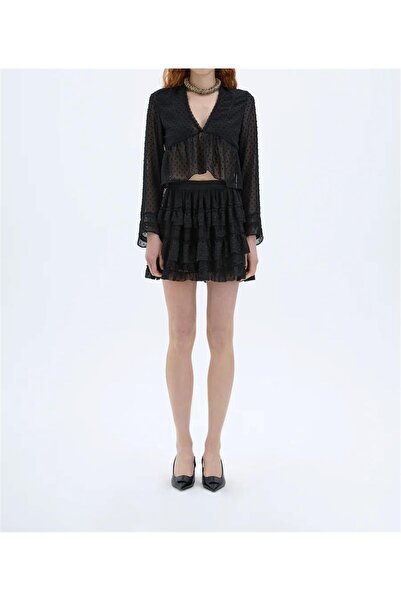 MU&ME BOUTİQUE BLUZ DANTELLİ TÜL V YAKA