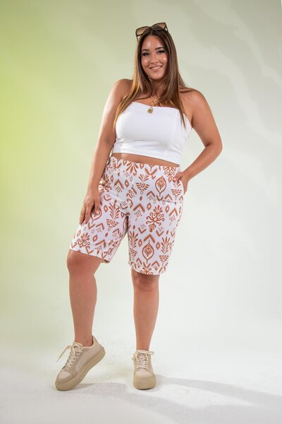 Roxxlen Plus Size Ethnic Patterned Shorts