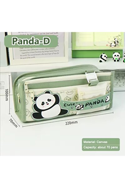 Meyra Accessories Panda Pattern Large Size Multi-Pocket Canvas Pen and Organizer Wallet Pen Holder