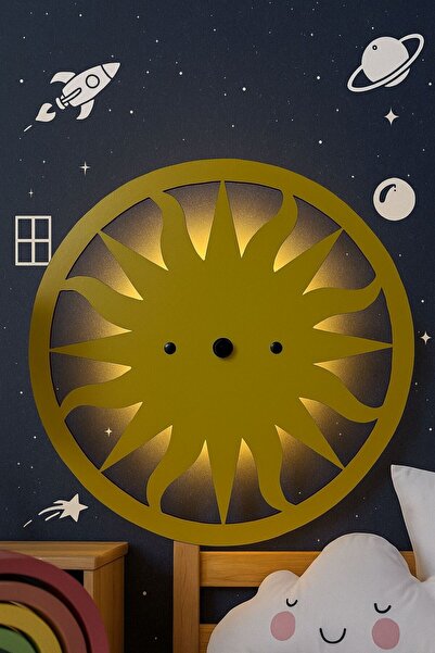 Begüsa Güneş Pilli Aplik Sarı Ahşap