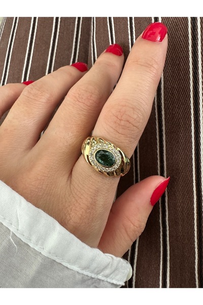 ringbox Gold Emerald Color Zircon Stone Lunarial Ring