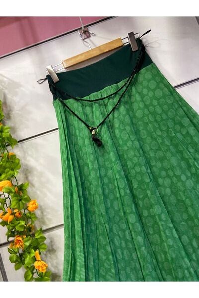 edu collection Patterned Chiffon Bell Skirt with Lining