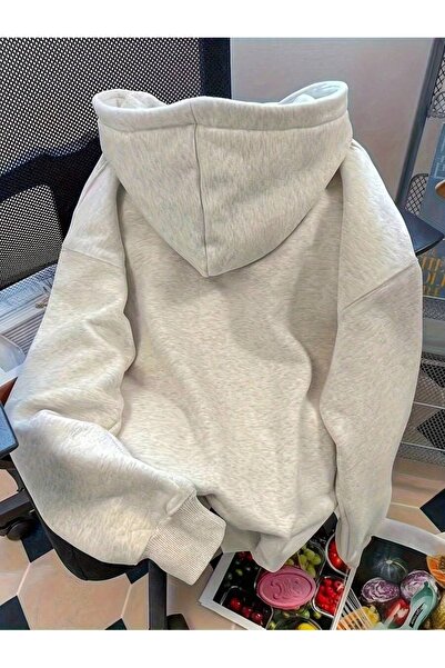 uyguntarz Unisex Jean Patterned Heart Printed Design Oversize Sweatshirt