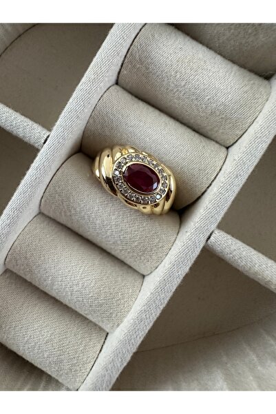 ringbox Gold Fuchsia Color Zircon Stone Lunarial Ring