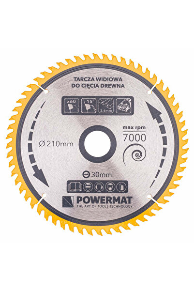 Powermat Disc circular pentru lemn TDD-210x30mm 60 dinti, PM0890