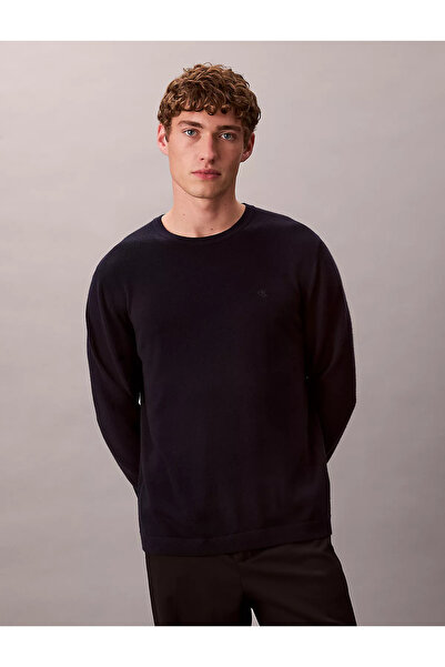 Calvin Klein سترة رجالية مصنوعة من الصوف بنسبة 100%، ذات قصة عادية، وياقة دائ...