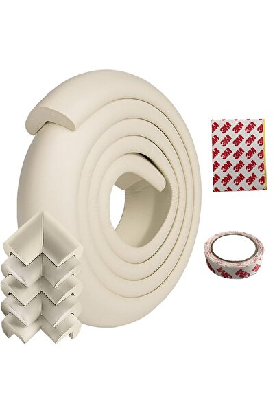 ZenAI Banda protectie colturi si margini mobila, Zenai, groasa, 2m, 4 coltare incluse, adeziv 3M, bej