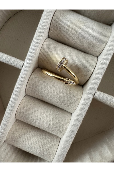 ringbox Gold Classic Stone Nail Model Ring