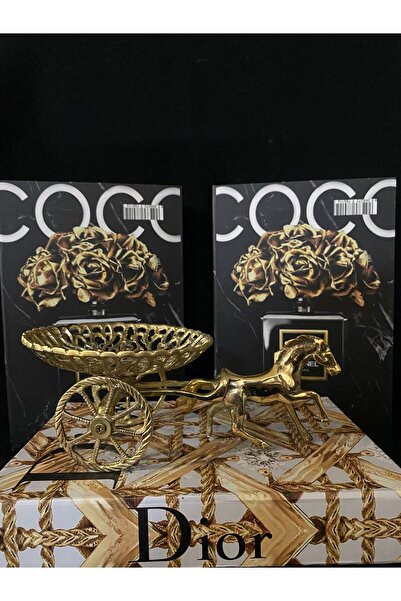 DecoZel Brass Cast Iron Carriage-Shaped Turkish Delight Bowl Chocolate Bowl Presentation Bowl Object