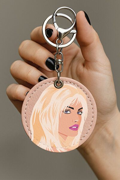 Cekuonline سلسلة مفاتيح بيضاء مطرزة للسيارة - مصنوعة من الجلد بنمط وردي وذهبي...