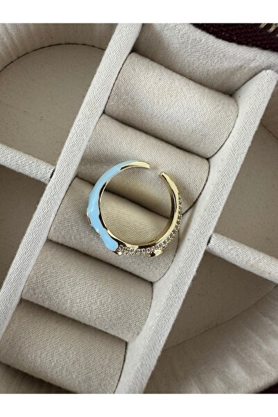 ringbox Blue Semi-Metal & Stone Colored Gold Ring
