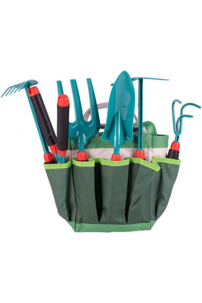 MalPlay Set de grădină cu 9 unelte de grădinărit, foarfece, sapă, greblă, măn...