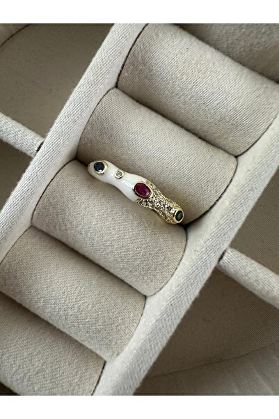 ringbox White Semi-Metal & Stone Colored Gold Ring