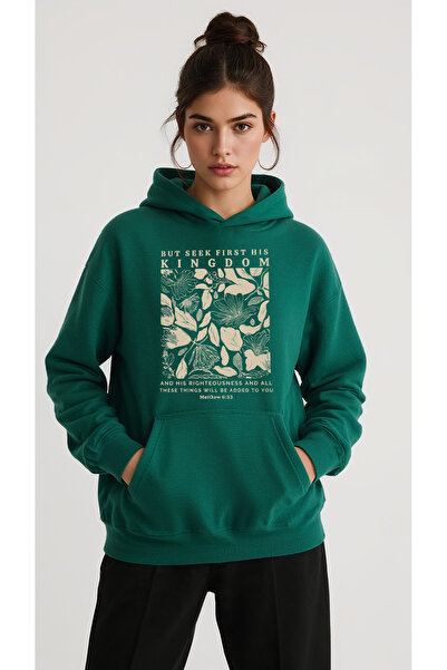 uyguntarz Unisex but Seek First His Kingdom Printed Design Oversize Sweatshirt