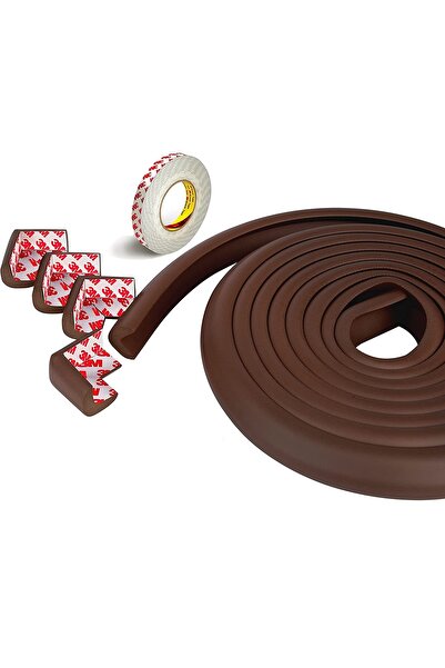 ZenAI Banda protectie colturi si margini mobila, Zenai, groasa, 2m, 4 coltare incluse, adeziv 3M, maro