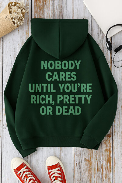 SVART WEAR Nobody Cares Until You'Re Rich Pretty Oversize Cotton Casual Hoodi...