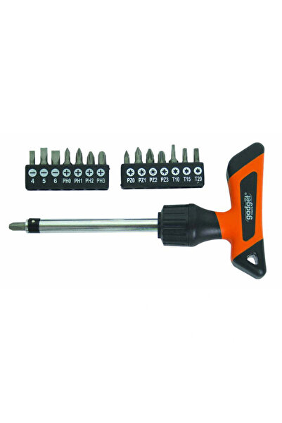 Gadget Ratchet Screwdriver Set, T-Handle with Bits, 16 Pieces