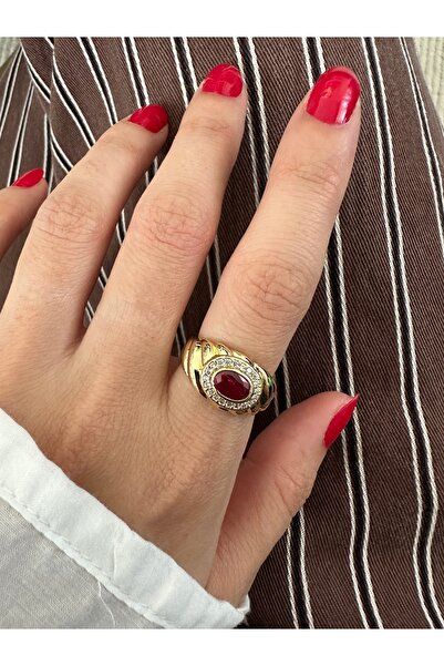 ringbox Gold Fuchsia Color Zircon Stone Lunarial Ring