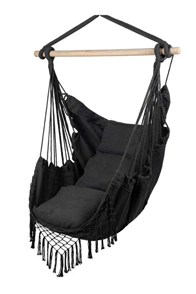 MalTec Scaun suspendat brazilian cu perne, negru, capacitate maximă 120 kg,