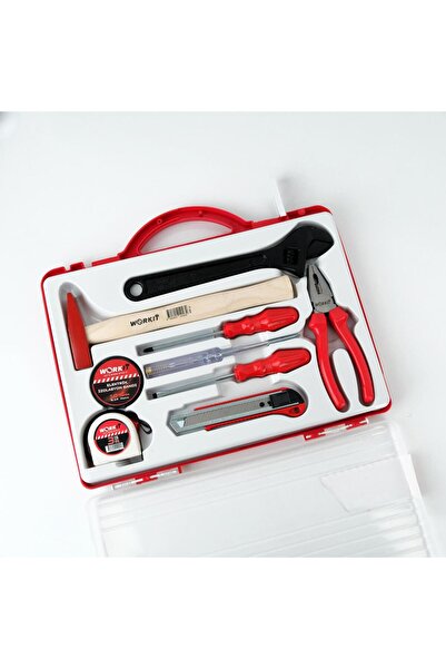 Work It 9 Parça El Aleti Set/Pense/Tornavida/Kontrol Kalemi/Kurbağacık/Çekiç/Metre/M.Bıçağı/Elektrik Bandı