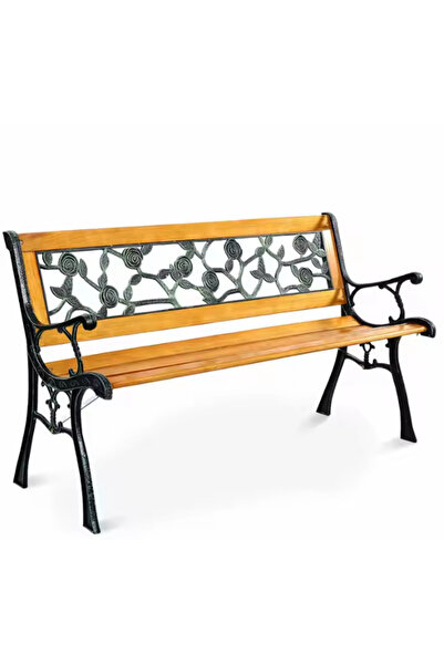 LEAN Garden Bench with Wooden Seat and Metal Backrest, 26567