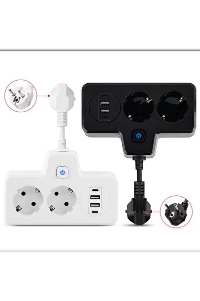 sonx Çok Fonksiyonlu Akım Korumalı Priz ve USB Şarj İstasyonu - Ayarlanabilir Gece Lambalı