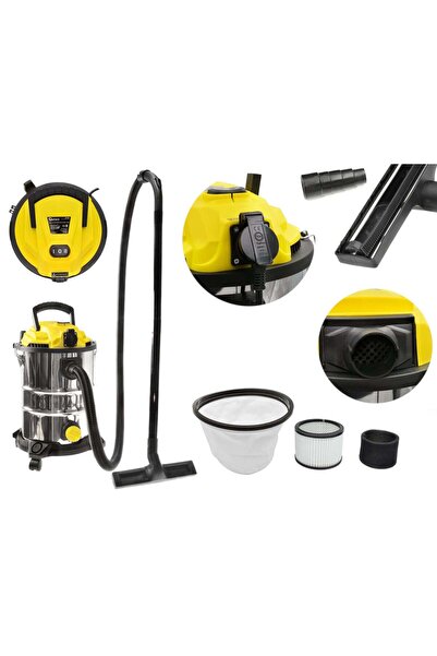GEKO Aspirator industrial umed și uscat 25L cu priză + accesorii, G81088