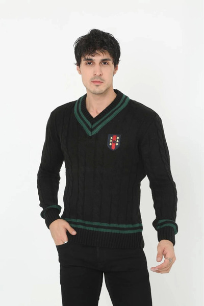 velmorafashion Velmora Premium V-Neck Knitted Sweater - Black -Vlmr