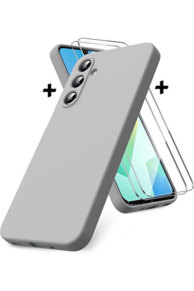 m.tk moveteck Samsung Galaxy A17 Kılıf Kamera Korumalı Yumuşak Renkli Mat Silikon + 9H Ekran Koruyucu Cam 2in1 Set