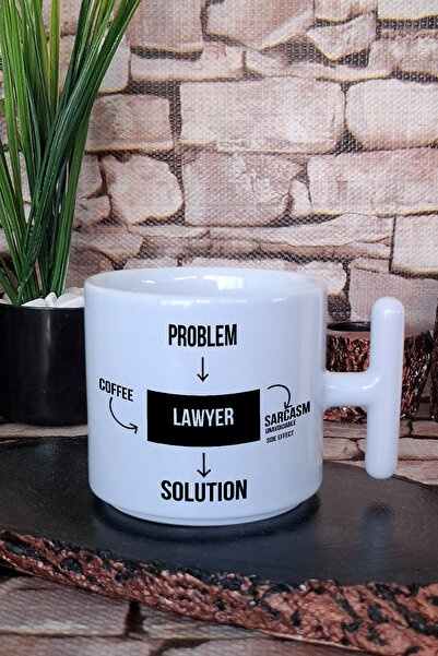 giftkonsept كوب قهوة مطبوع عليه عبارة 'محلق، محامي، مشكلة، قهوة، سخرية، حل' م...