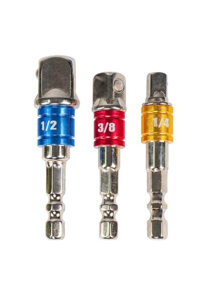 Topmaster Home Set Adapters for Socket Wrenches, 1/2", 3/8", 1/4", 3 pcs, 330312