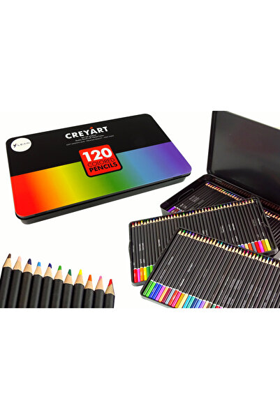 LEAN Set creioane colorate în cutie metalică, 120 de elemente, 16121