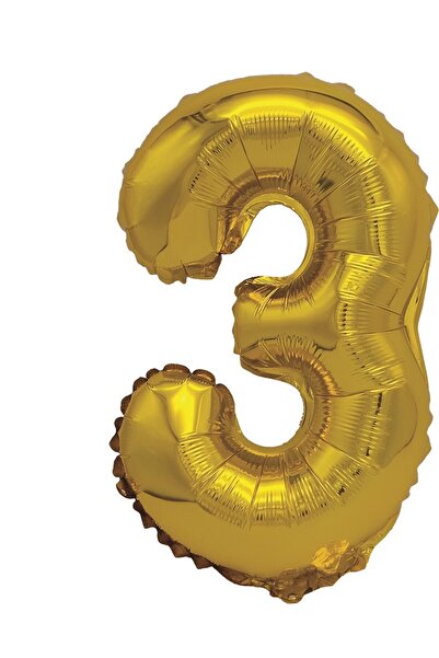 SDX Market Balon folie metalizată aurie, Mirific Party, Numărul 3, 80 cm, Auriu